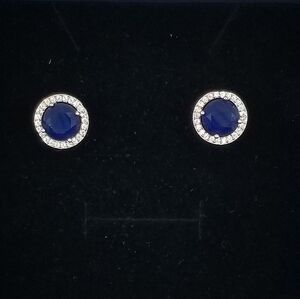 18k White Gold filled Round Blue Gemstone Studs